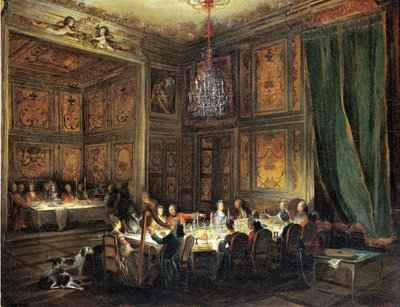 Dinner of the Prince of Conti in the Temple by Michel Barthelemy Ollivier or Olivier